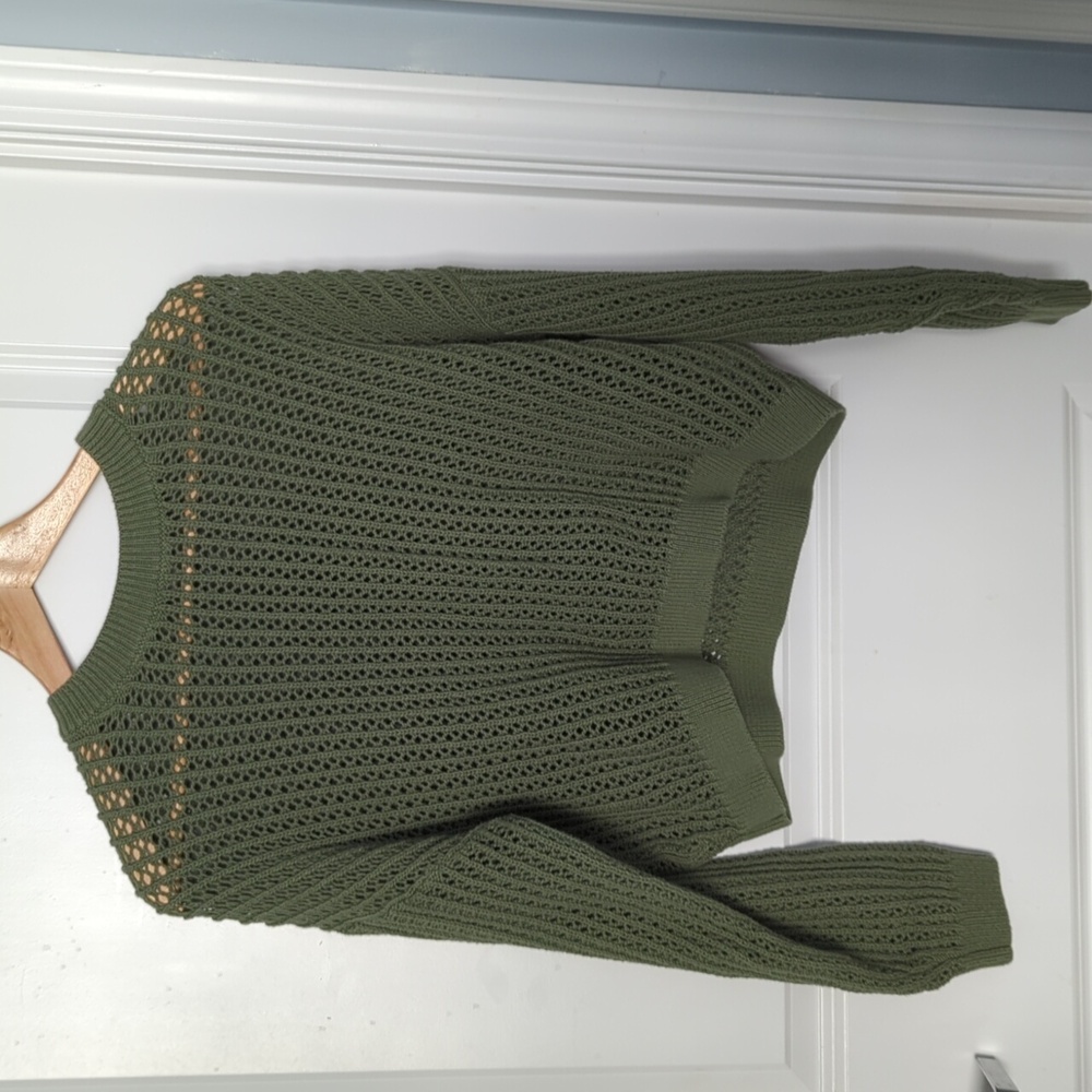 Sage green crochet sweater